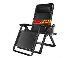 MLTYQ Chaise, Verstellbarer Patio-Liegestuhl Liegestuhl Zero Gravity Terrace Faltbarer Strand-Liegestuhl im Freien mit Kissen Getränkehalterhalter 200 kg Leichter Campingstuhl (Farbe: Schwarz)