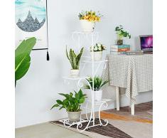 GODNECE Blumentreppe 5 Ebenen, Blumentreppe Metall Retro Pflanzentreppe Groß Draußen Innen Blumenregal Mehrstöckig, 50 x 25 x 106cm