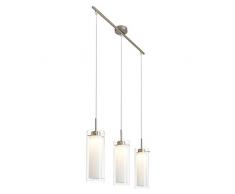 Briloner Leuchten LED Pendelleuchte, Hängelampe, Hängeleuchte, Wohnzimmerlampe, Pendel, Esszimmerlampe, Esstischlampe, Pendellampe, Esstischleuchte, Wohnzimmerleuchte mit Doppel-Glas, 3xLED 5 W, 5 x 400 lm, energiesparend, chrom