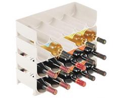 mDesign 4er-Set Flaschenregal stapelbar – praktisches Weinregal Kunststoff für bis zu 5 Flaschen – handliches Regal für Weinflaschen oder andere Getränke – beige
