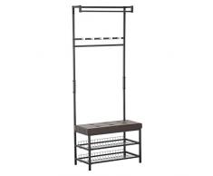 HOMCOM Garderobenständer Garderobenbank Kleiderständer Garderobe mit 2 Schuhablagen, Metall, 72,5x35x180cm