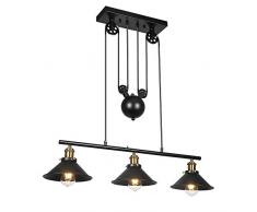 Pendelleuchte mit drei Lichtriemenscheiben, einstellbarer industrieller Vintage-Kronleuchter für Inneninseln, Vintage-Deckenleuchten für Bauernhäuser für Esszimmer, Wohnzimmer oder Foyer