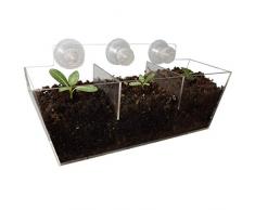 NIUXX Acryl Fenster Pflanzgefäße, kreative Blumentopfhalter Pflanzen Tablett Regal mit Saugnapf, große Outdoor Indoor dekorative Geschenk für Zuhause (L 30x10x13cm)