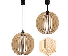 2FR RIZAR Pendellampe Tarbes, 1 flammige Vintage Pendelleuchte im Retro Look, Material: Holz, Kunststoff, Fassung: E27, loft e27 LED