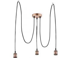 Hängelampe Vintage Kupfer Industrie Design Hängeleuchte Küche Esszimmerlampe (Küchenlampe, 3 Flammig, Pendellampe, Retro, Höhe 200 cm)
