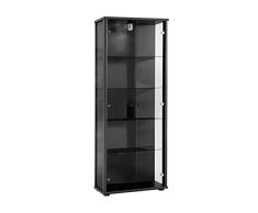 K-Möbel Glasvitrine in Schwarz(176x67x33 cm) mit 4 höhenverstellbaren Glasböden aus ESG; beleuchet; perfekt für Sammler;