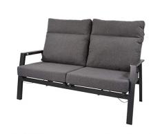 lifestyle4living Gartenbank aus Aluminium, 2-Sitzer, witterungsbeständig, klappbare Rückenlehne | Exklusive witterungsbeständige Loungebank