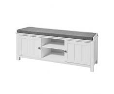 SoBuy FSR35-W Sitzbank Bettbank Schuhschrank Garderobenbank mit Sitzkissen MDF weiß BHT ca: 105x43x35cm