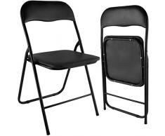 MALATEC Klappstuhl mit Metallrahmen und Kunstlederbezug klappbar Belastbarkeit 120 kg Schwarz 7890