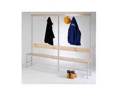 Certeo Garderobenbank | einseitig mit Lehne | HxBxL 1800 x 315 x 1500 mm | Umkleidebank Umkleidebänke Garderobenbänke Umkleide Garderobe Sportraum