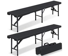 Kesser® - 2X Bierbank Faltbank Klappbar I Kunststoff I Tragegriff | leicht I 183x28x44cm Klappbank Camping Garten Party Bank Campingbank Bierzeltbank, Gartenbank, Sitzbank 2er Set, Anthrazit