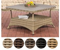 CLP Design Outdoor Lounge-Tisch Pandora, Höhe 60 cm, Tischplatte WPC, 5 mm Rattan Geflecht, ALU Gestell, mit Stauraum, Ablage unter der Tischplatte Natura, 80 x 80 cm
