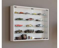 VCM Vitrine Sammelvitrine Wandvitrine Wand Schrank Regal Hängeregal Hängevitrine Holz Weiß 60x80x10 cm Mandosa L