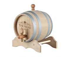 polar-effekt 5 Liter Holzfass Personalisiert mit Namens-Gravur - schöne Geschenk-Idee zum Geburtstag - Eichen-Fass für Whisky oder Wein - Motiv Scroll Design