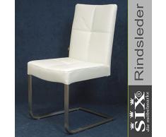 Freischwinger Lederstuhl Libero Esszimmerstuhl Edelstahl Leder Braun Marke SIX