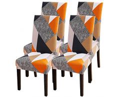 NIBESSER 4 Stück Stuhlhussen Stretch Stuhlbezug elastische Moderne Husse Dekoration Stuhlüberzug für Universelle Passform (E, 4er Set)