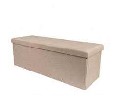 Zedelmaier Sitzhocker mit Stauraum Sitzbank Faltbar Truhen, Deckel Abnehmbar, 114x38x38 cm (Beige - Leinen)