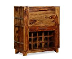 vidaXL Barschrank Barkommode Weinschrank Weinregal Massives Sheesham 85x40x95 cm