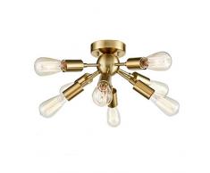 Vintage Deckenleuchte Retro Deckenlampe esszimmer 8-Flammige Kronleuchter Pendelleuchte lampe Hängelampe Kugel Kronleuchter E27 Metall Für Wohnzimmer Schlafzimmer Küchentisch leuchtmittel (Gold)
