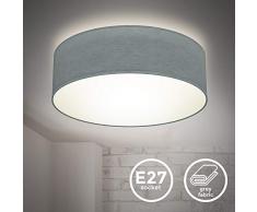 B.K.Licht I Deckenlampe I Stoffdeckenleuchte I Deckenleuchte I Bürolampe I Textilschirm I E27 I 1-Flammig I Ø30cm I Grau I ohne Leuchtmittel