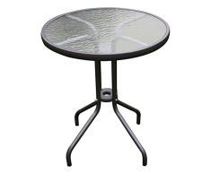 Mojawo Garten Glastisch Bistrotisch Glas/Metall Rund Ø 60 H70cm Antrhrazit/Dunkelgrau Balkontisch Gartentisch