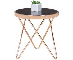FineBuy Design Couchtisch Round Mini ø 42 cm Rund Glas Kupfer | Lounge Beistelltisch verspiegelt | Moderner Wohnzimmertisch | Glastisch Sofatisch Tisch für Wohnzimmer