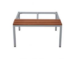 Certeo Garderobenbank | Mit Schuhrost | HxBxT 40 x 60 x 80 cm | Grau-Buche | Umkleidebank Garderobenbank Garderobenbank freistehende Bank Sportumkleide