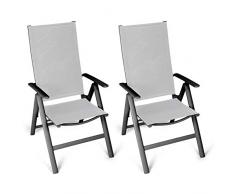 Vanage Alu Gartenstuhl in grau - Klappstuhl im 2er Set - Hochlehner - Klappsessel - Gartenmöbel - Stuhl für Garten, Terrasse und Balkon geeignet