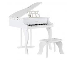 FunKey MGP-30 Mini Spielzeug Flügel - Metallophon in Flügel Optik - 30 Tasten ideal für kleine Kinderhände - Mit aufstellbarem Deckel und Pianobank - Weiß Hochglanz