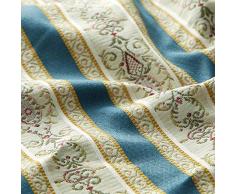 Fabulous Fabrics Möbelstoff Jacquard Biedermeier Streifen - Creme/blau - Meterware ab 0,5m - zum Nähen von Kissen, Stühle und Stuhlauflagen