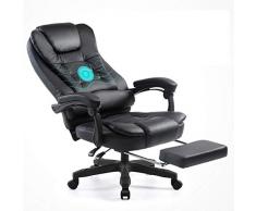 Lehnstühle Stuhl Study Sessel Bürostuhl Fuß Support Hub-Dreh-Computer-Stuhl Belastbarkeit 250kg (Color : Black, Size : 64 * 64 * 104cm)