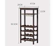 WSY Stand-Alone-Weinregal aus Bambus, Vitrinentisch aus Glas, 16-lagiges Flaschenregal, Bodenspeicherregal ohne Schütteln (Farbe: braun)