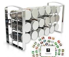 LEANDER DESIGN® Gewürzregal für Küchenschrank und Arbeitsfläche I Küchen-Organizer mit 18 Gewürzgläser I Kräuter-Regal Gewürzständer auf 3 Ebenen (leer)