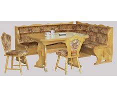 5.5.4.2313: schöne Eckbankgruppe in Eiche natur lackiert - Kücheneckbank, ausziehbarer Tisch, 2 Stühle