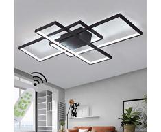 Wohnzimmerlampe Modern LED Decke Dimmbar 3000K-6500K Acryl Lampenschirm Deckenleuchte Chic Eckig Designer-Lampe Esstischlampe Schlafzimmer Fernbedienung Deckenlampe Pendelleuchte Flur Lampe (Schwarz)