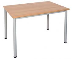 Dila GmbH Schreibtisch in verschiedenen Größen und Farben graues Metallgestell Konferenztisch Besprechungstisch Arbeitstisch Universaltisch Bürotisch Verkaufstisch (B: 160 cm x T: 80 cm, Buche)