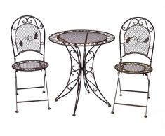 Gartentisch + 2x Stuhl Eisen antique style Gartenmöbel garden furniture braun