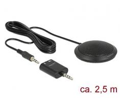 Delock Kondensator Tisch Mikrofon Omnidirektional für Konferenzen, Skypen, Meeting, Aufnahmen mit 3,5 mm Klinkenstecker, hohe Reichweite. 2,5m Kabel länge, 65873