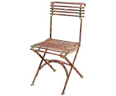 Casa Padrino Schmiedeeisen Gartenstuhl Antik Rot 40 x 50 cm - Zusammenklappbarer Gartenstuhl im Jugendstil