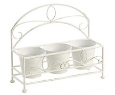 Dehner Kräuterregal mit Töpfen, ca. 41 x 34 x 15 cm, Metall, antik-weiß