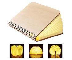 GEEDIAR Große LED Buch lampe in Buch Form Holzbuch mit 2500 mAh Akku Lithium Nachttischlampe Nachtlicht dekorative Lampen DuPont Papier + Holz Einband warmweiß Licht