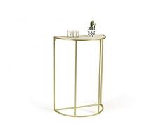 LIFA LIVING Moderner Konsolentisch Halbrund Gold, Beistelltisch aus Metall und MDF-Holz, Wandtisch für Flur, Wohnzimmer, Schlafzimmer, maximal 6 kg Belastbarkeit