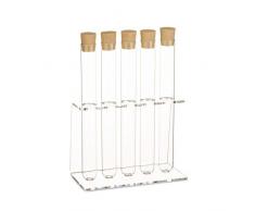 Tuuters Acryl Reagenzglasständer mit Reagenzglas| Reagenzglashalter | Gewürzregal | Inklusive Natur-Korken ✓ (5-Loch Ø20mm +Glas)