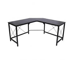 HOMCOM Computertisch L-Form Eckschreibtisch Winkelschreibtisch MDF Schwarz 150 x 150 x 76 cm