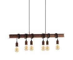 EGLO Pendellampe Townshend, 6 flammige Vintage Pendelleuchte im Industrial Design, Retro Hängelampe aus Stahl, Farbe: antik braun, Fassung: E27