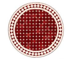 albena Marokko Galerie 15-117 Susat Marokkanischer Mosaiktisch 60cm rund (Susat: rot/weiss)