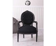 Armlehnstuhl Barockstuhl Schwarz Medaillon Sessel Barock Stuhl Palazzo Exklusiv