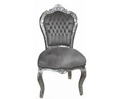 Casa Padrino Barock Esszimmer Stuhl Grau/Silber - Antik Stil - Möbel