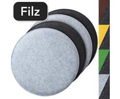 Sidorenko gemütliches Sitzkissen rund aus Filz Ø 36cm - 4er Set Grau I Hellgrau - Waschbare Stuhlkissen für Eames Schalenstuhl - Komfortable Sitzauflage für Bank I Stuhl