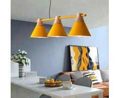 Pendelleuchte DREI Köpfe Esstischleuchte Retro Lampenschirm Design, Anhänger Lüster Hängeleuchte Innen Dekorativ Decke Lampe Beleuchtung [Energieklasse A ] 1pcs,Yellow